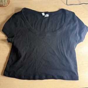 H&M Black Ribbed Scoop-Neck Tank